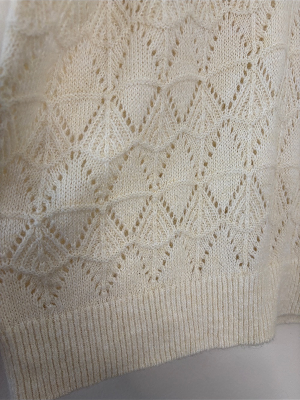 Marine Layer Rebecca Sweater Polo Fall 2025 Cream Pointelle Puff Sleeve Fuzzy XL - Picture 7 of 13